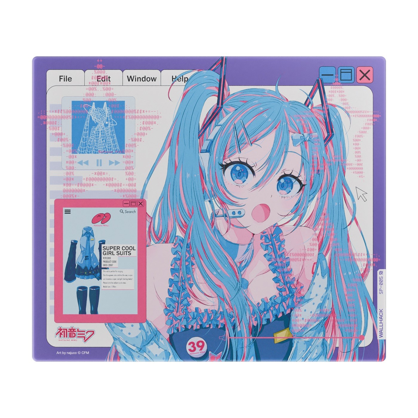 WALLHACK SP-005 Hatsune Miku OS Glass Mousepad IN HAND SHIPS IMMEDIATELY