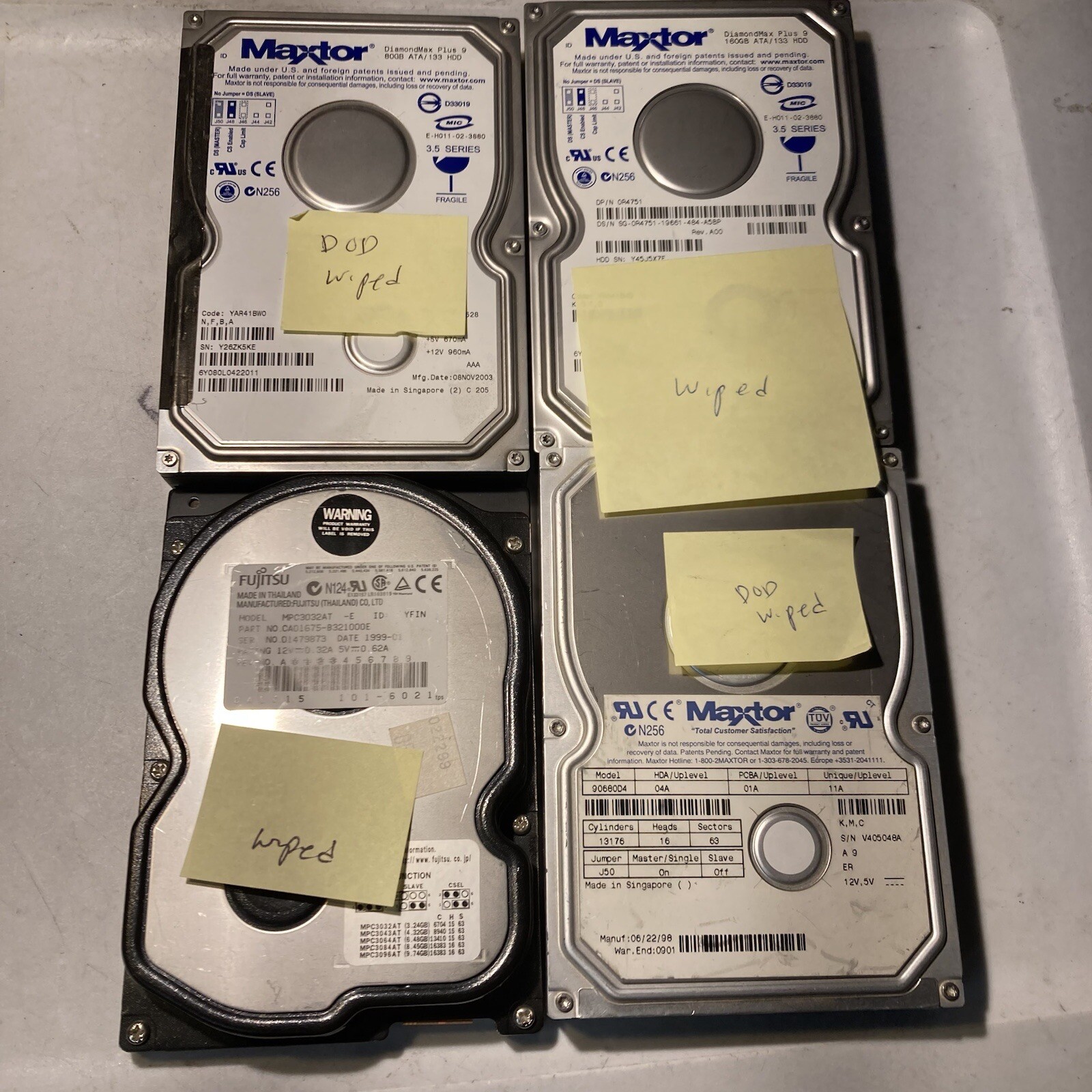 Lot 4x Maxtor & Fujitsu ide ata drives mpc3032at 90680D4 DiamondMax wiped tested