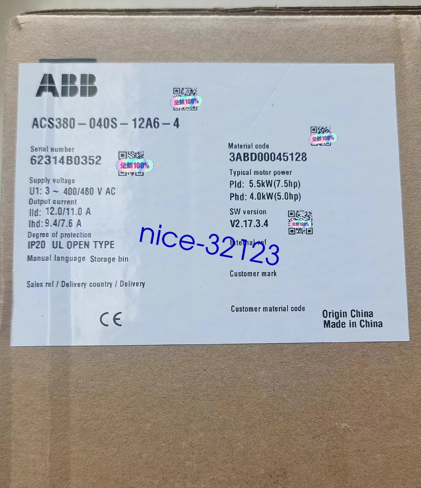 1pc ABB ACS380-040S-12A6-4 frequency converter 5.5 KW