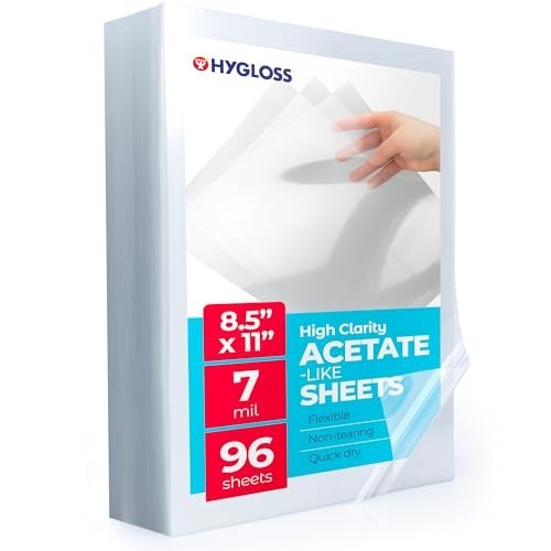Acetate Paper Sheets 8.5 x 11 Inch Clear Transparency 96 Pack