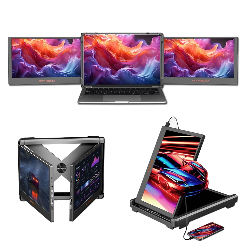 Portable Dual Monitor Screen Extender Tri-Screen Workstation for 13-17.3''Laptop