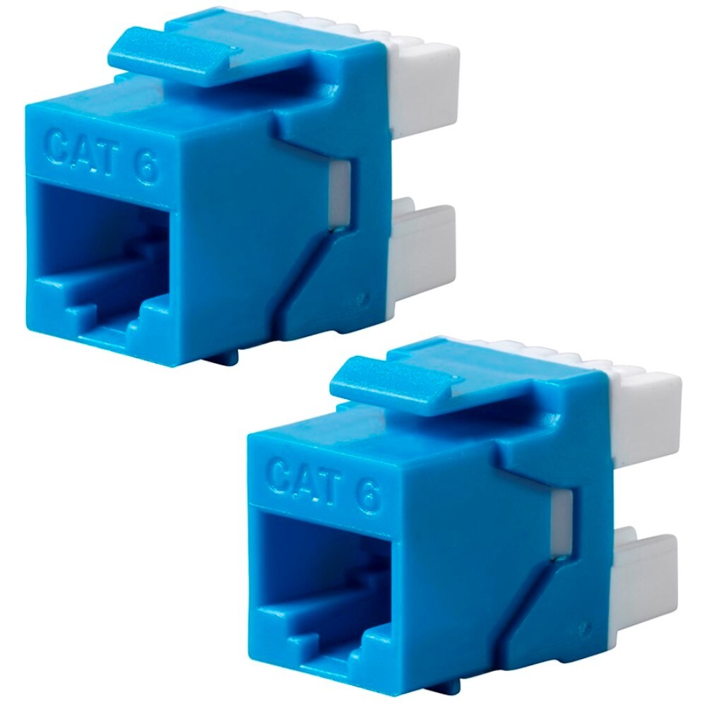2x Cat6 RJ45 180 Degree Keystone Jack Punch Down Ethernet Network Dual IDC Blue