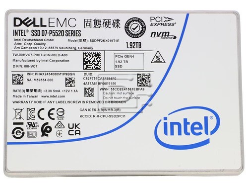 Solid State Drive Dell 0HVC7 (Intel SSDPF2KX019T1E) D7-P5520 Series 1.92 TB