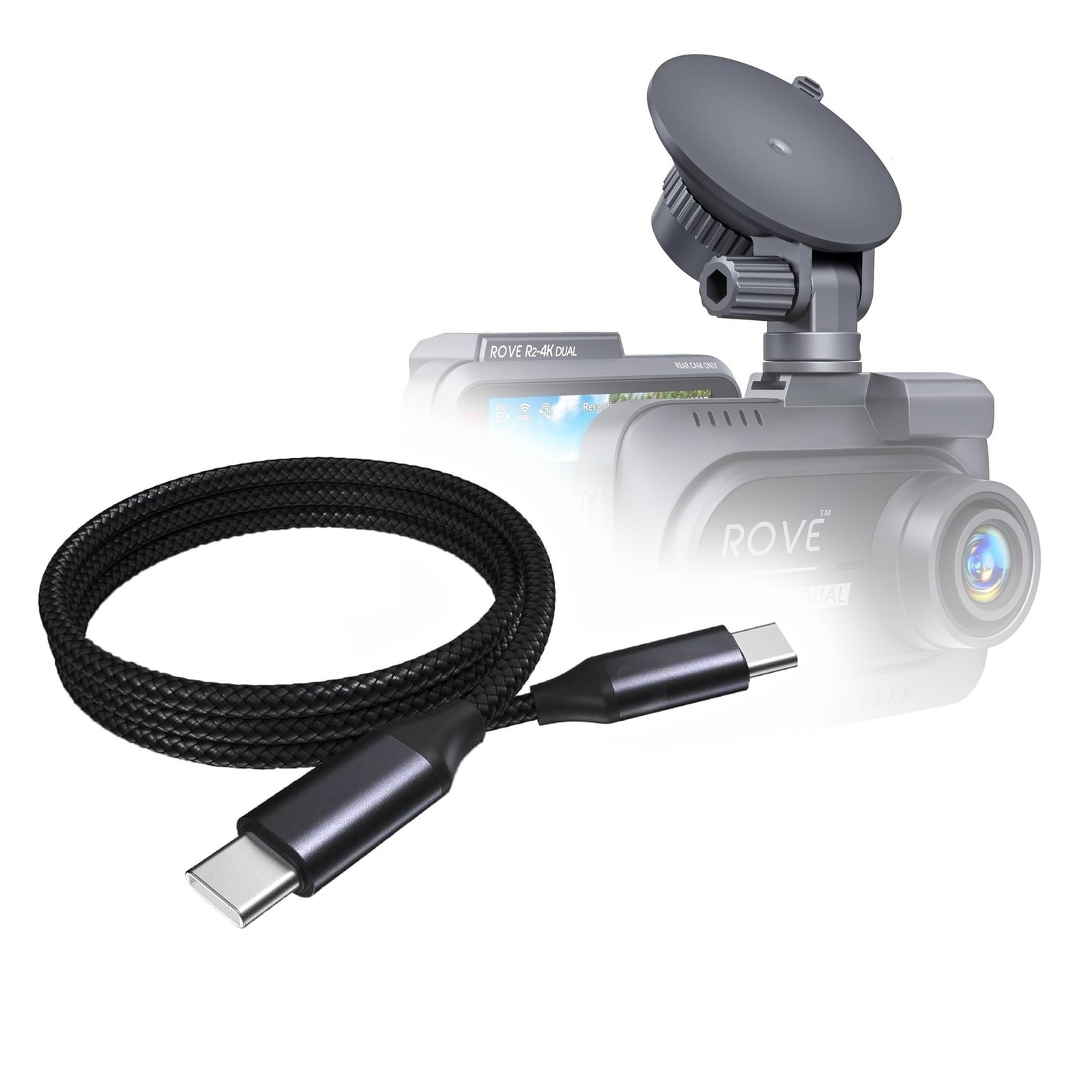 BoxWave Cable Compatible with Rove R2-4K Dual Dash Cam - 3 feet, Jet Black