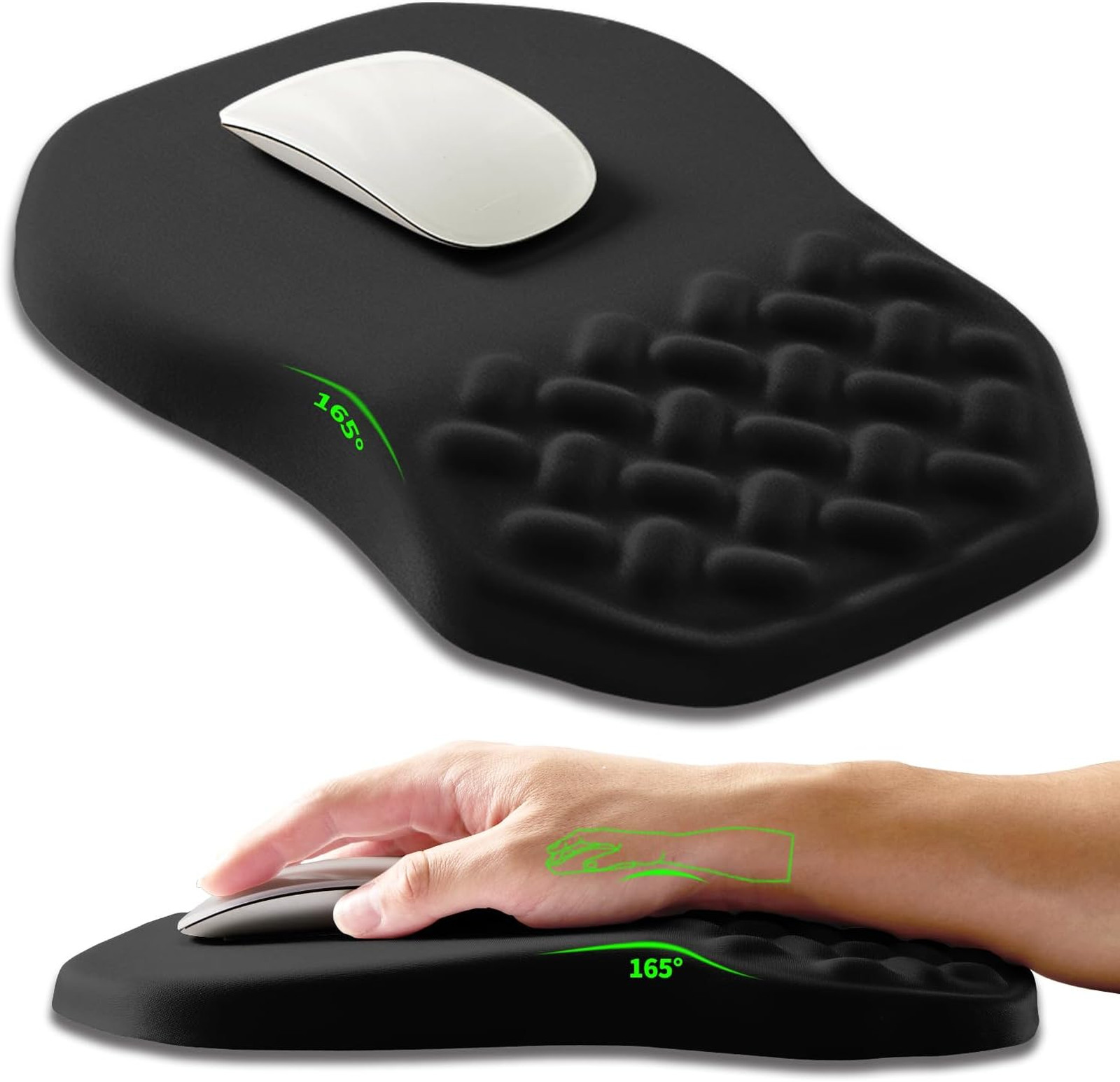 Ergonomic Slope Mouse Pad Wrist Support Memory Foam, Carpal Tunnel Pain Relief