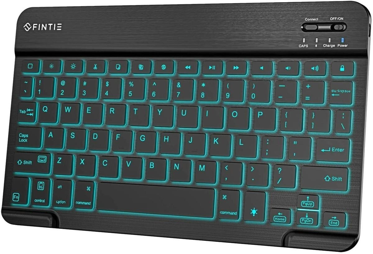 Fintie EB030 Wireless Bluetooth Keyboard 7-Color Backlit Rechargeable Black