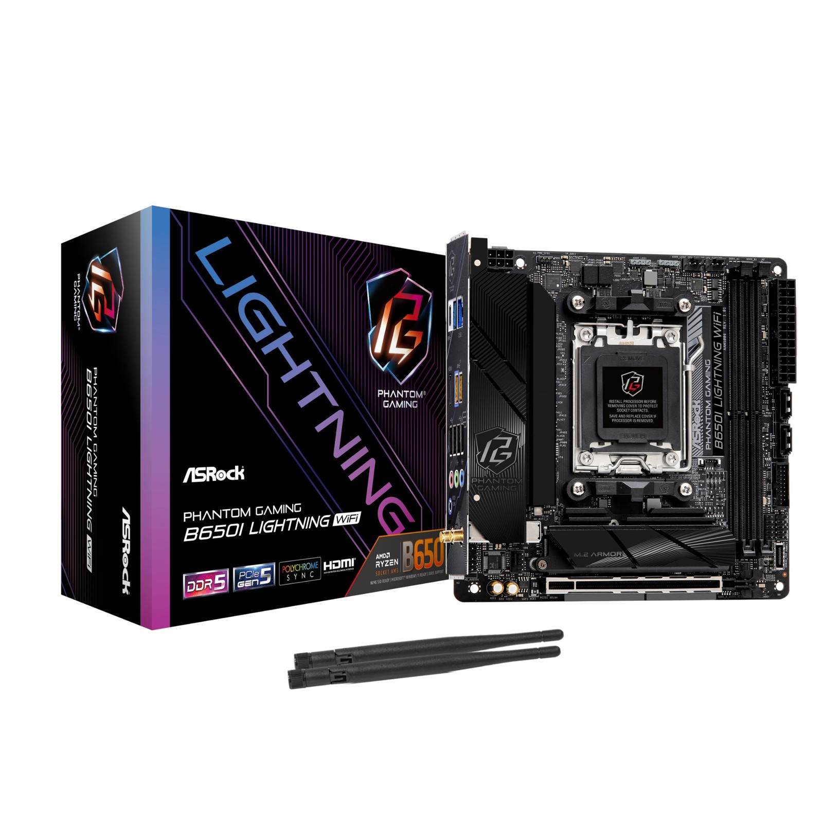 B650I Lightning WiFi AM5 Mini-ITX Motherboard, Supports Ryzen 9000/8000/7000