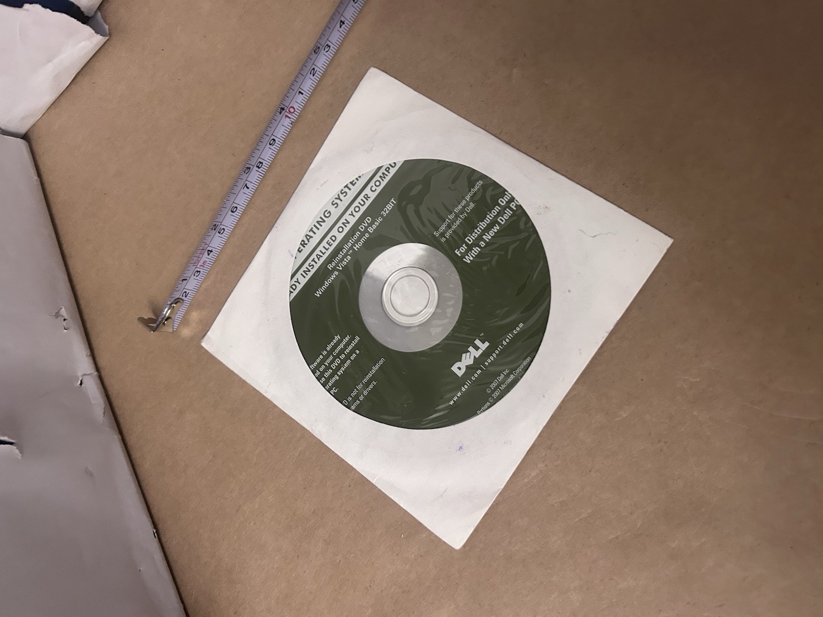 Open Dell Operating System Reinstillation DVD Windows Vista c2007