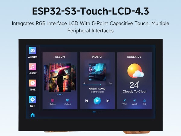 Waveshare ESP32-S3 4.3inch Capacitive Touch Display Development Board 800×480
