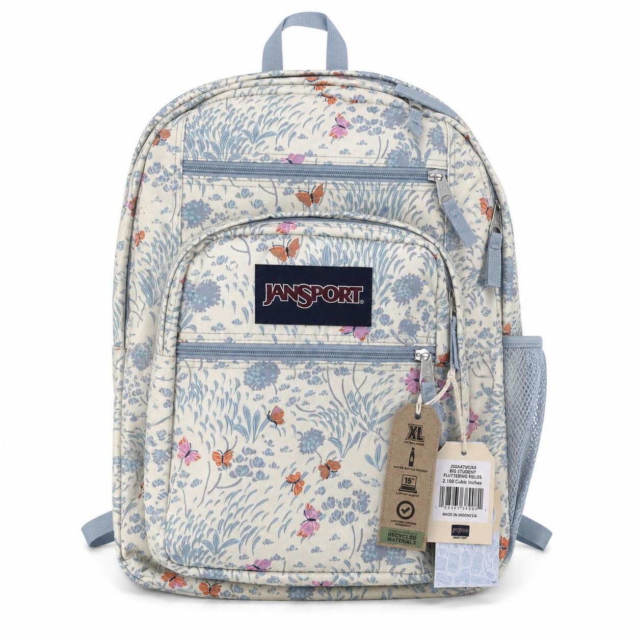 JanSport Big Student Laptop Backpack One Size Fluttering Fields