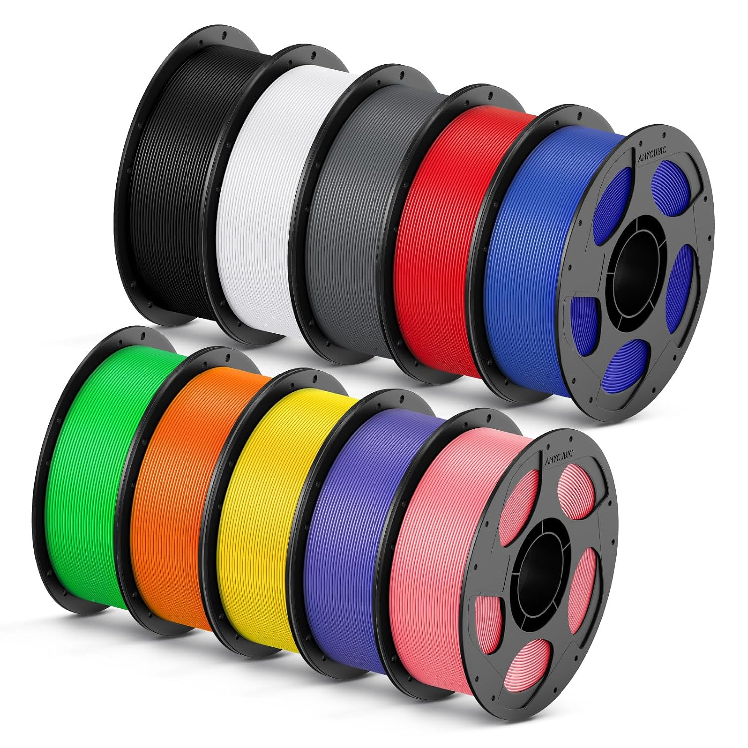 High Speed 3D Printer Filament 1.75Mm Bundle, 10KG Pearl Black+Bright White+Text