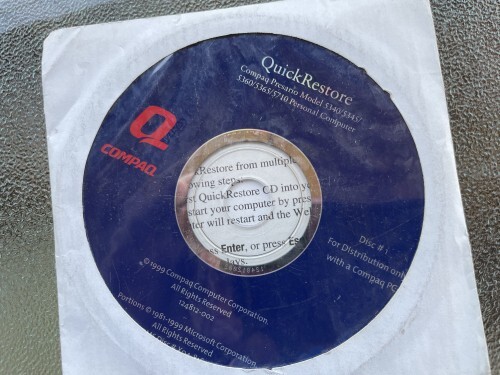 1999 New Compaq Presario Quick Restore CD Disc #1 5340 5345 5360 5365 5710