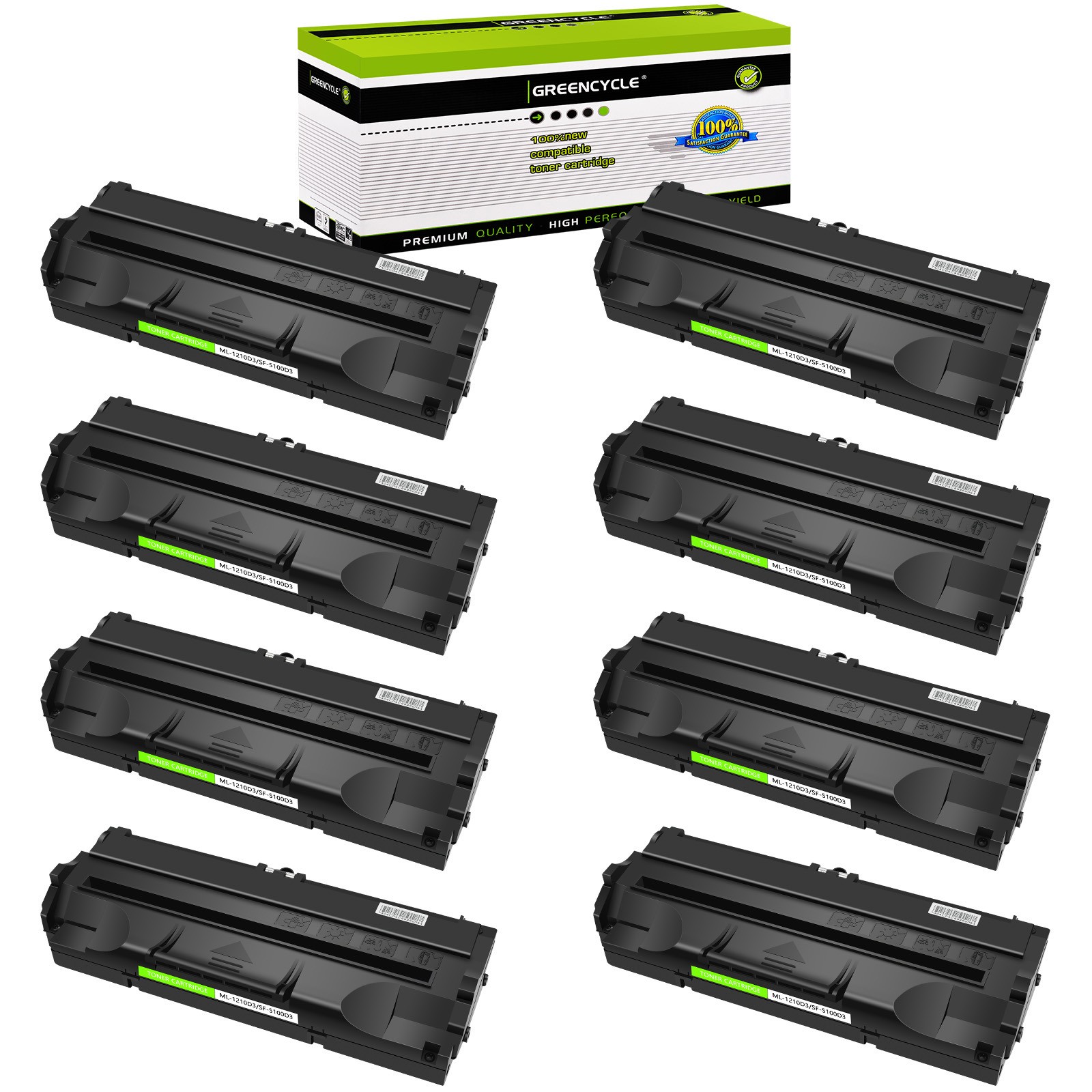 GREENCYCLE 8PK Toner Fits for Samsung ML-1020M ML-1200 ML-1220M ML-4500D3 SF-550