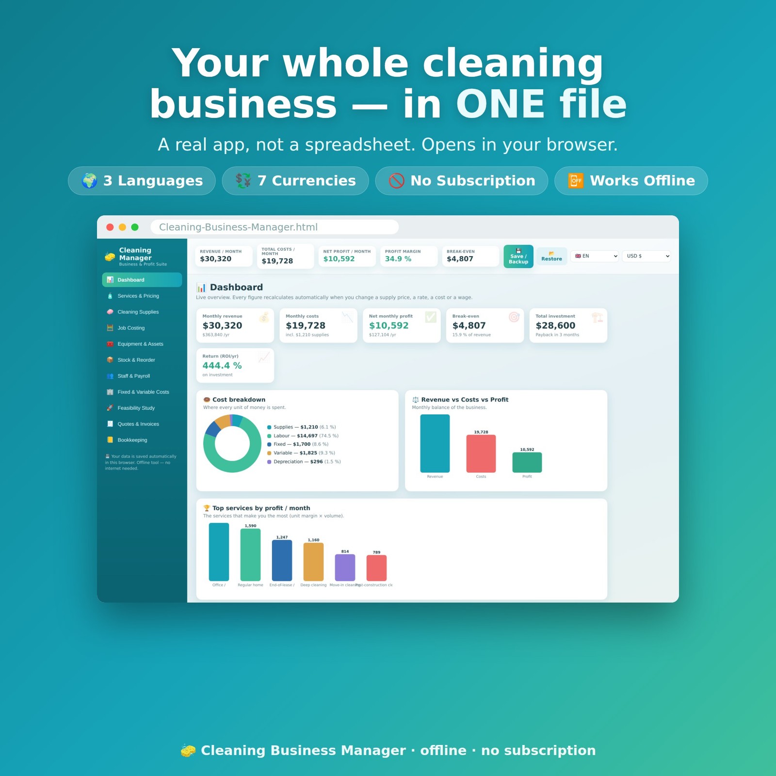 Cleaning Business Software Pricing Profit Calculator Invoice Maid Service App