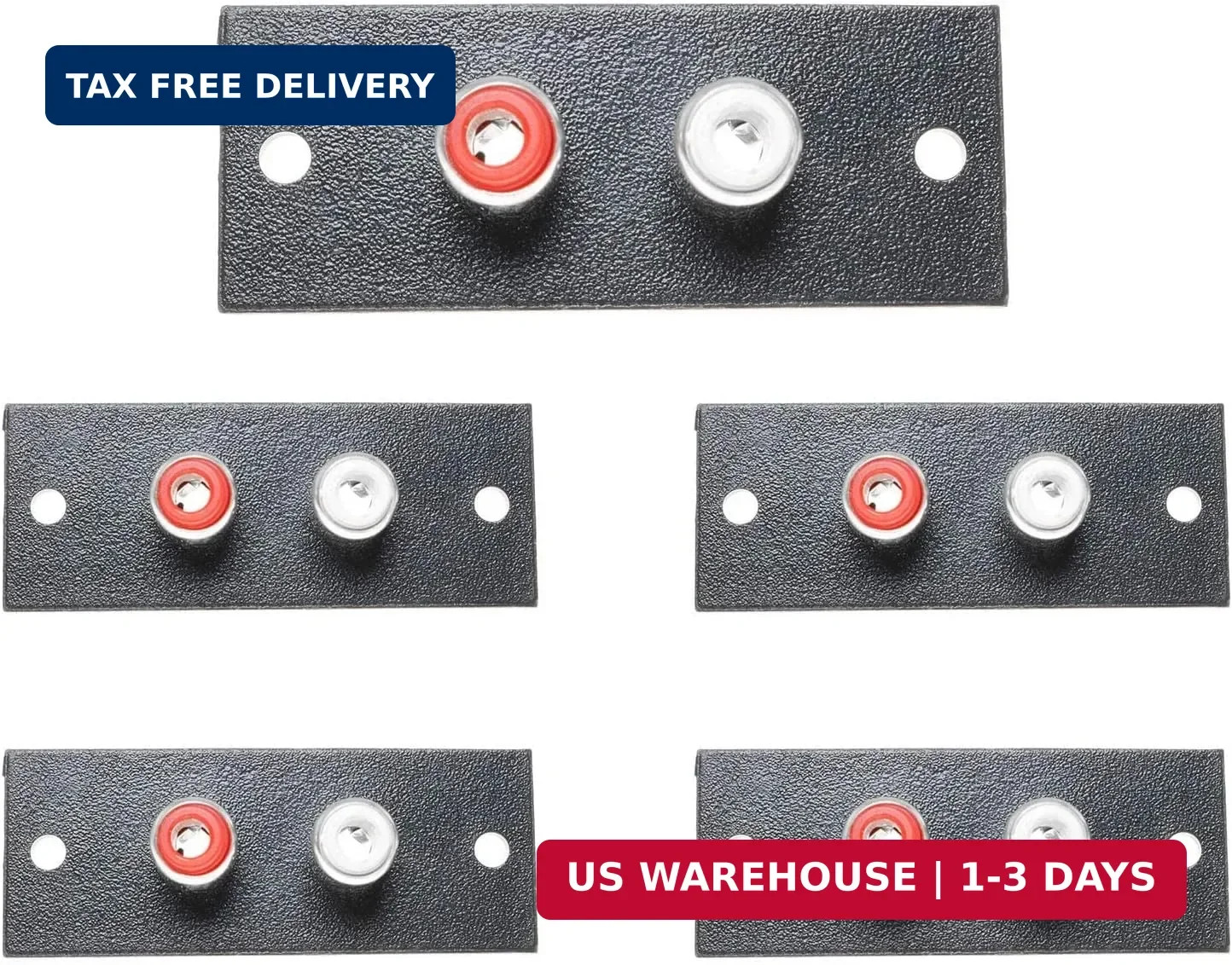 RCA Connector 5PCS Black 2 Way RCA Terminal Wall Panel Plate Input Phono Chassis