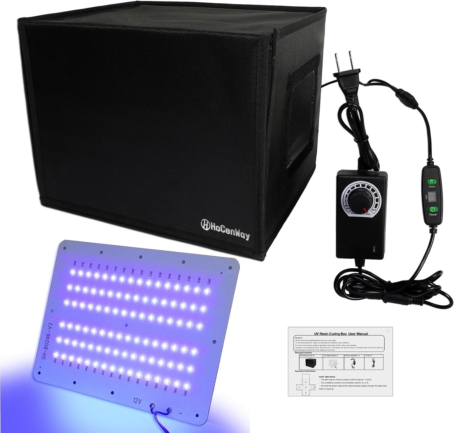 Upgrade UV Resin Curing Box with Adjustable Brightness 48W 395nm UV Curing Light