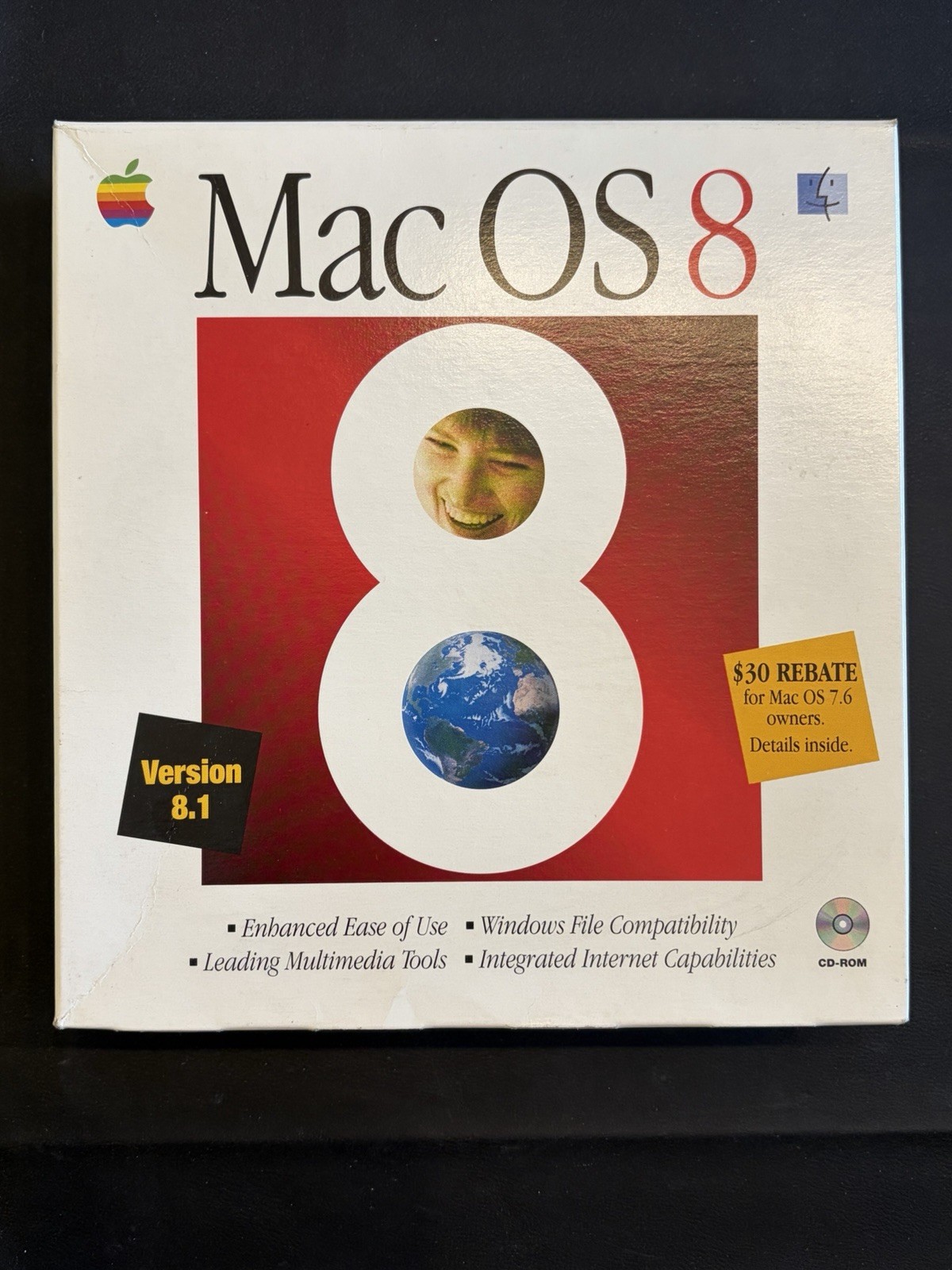 Apple Mac OS 8 Macintosh Retail Software CD-ROM Box Manuals Version 8.1 Label