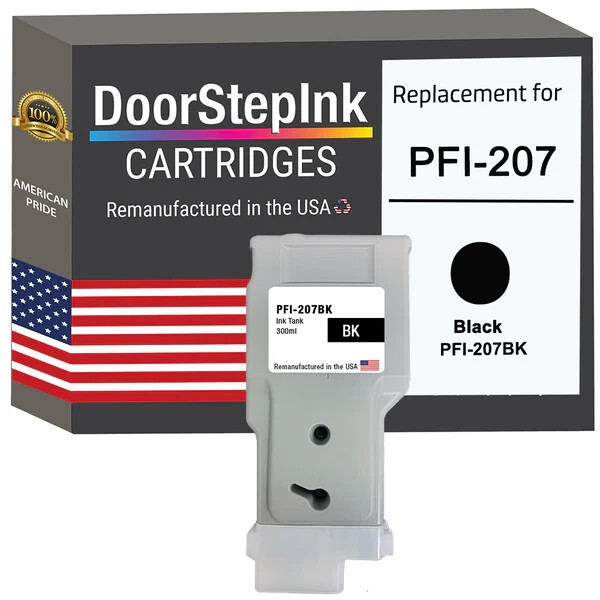 DoorStepInk Compatible Ink Cartridges For Canon PFI-207 Black 300ml-USA