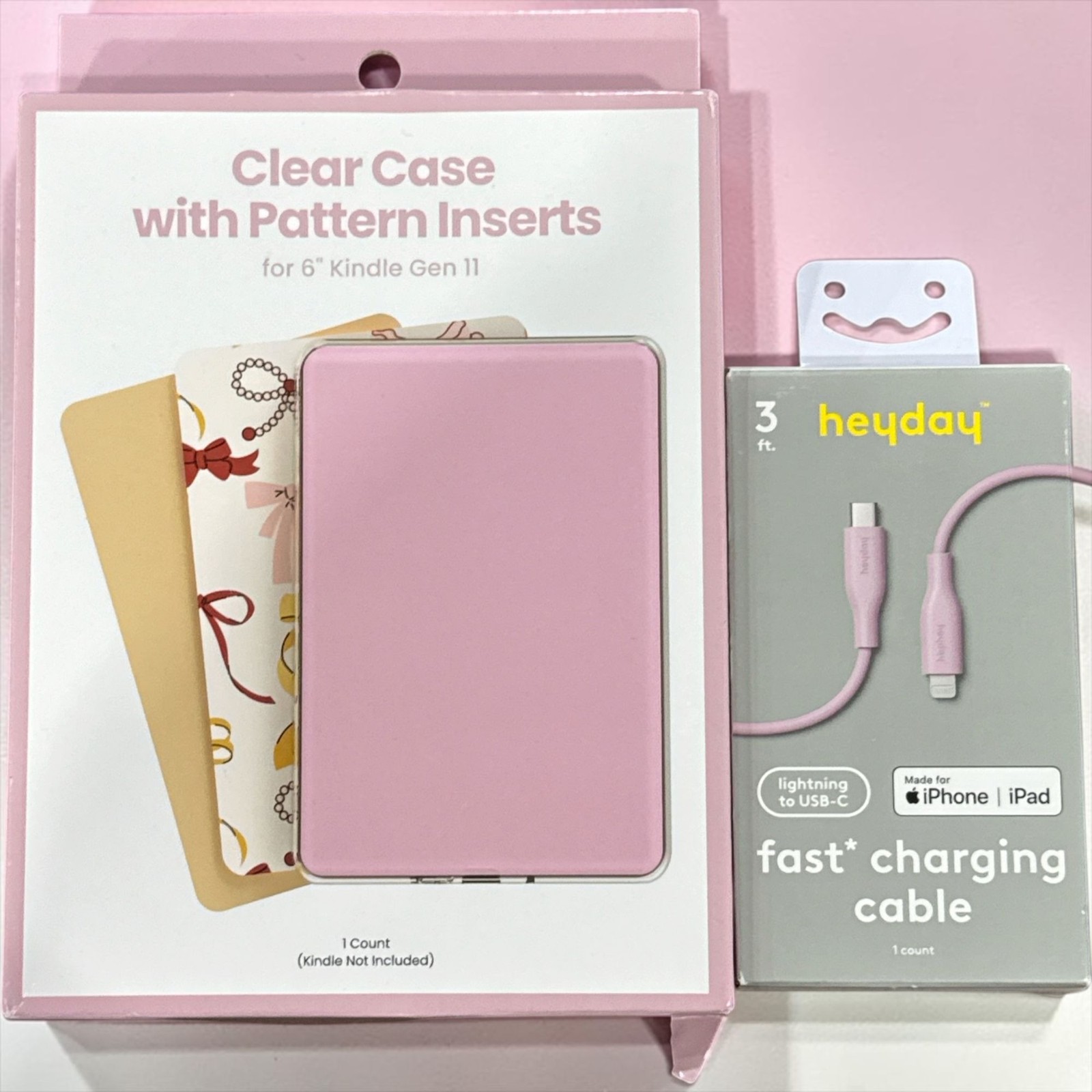 Clear Case With Pattern Inserts For 6" Kindle Gen 11 & Heyday 3ft Fast Charging 
