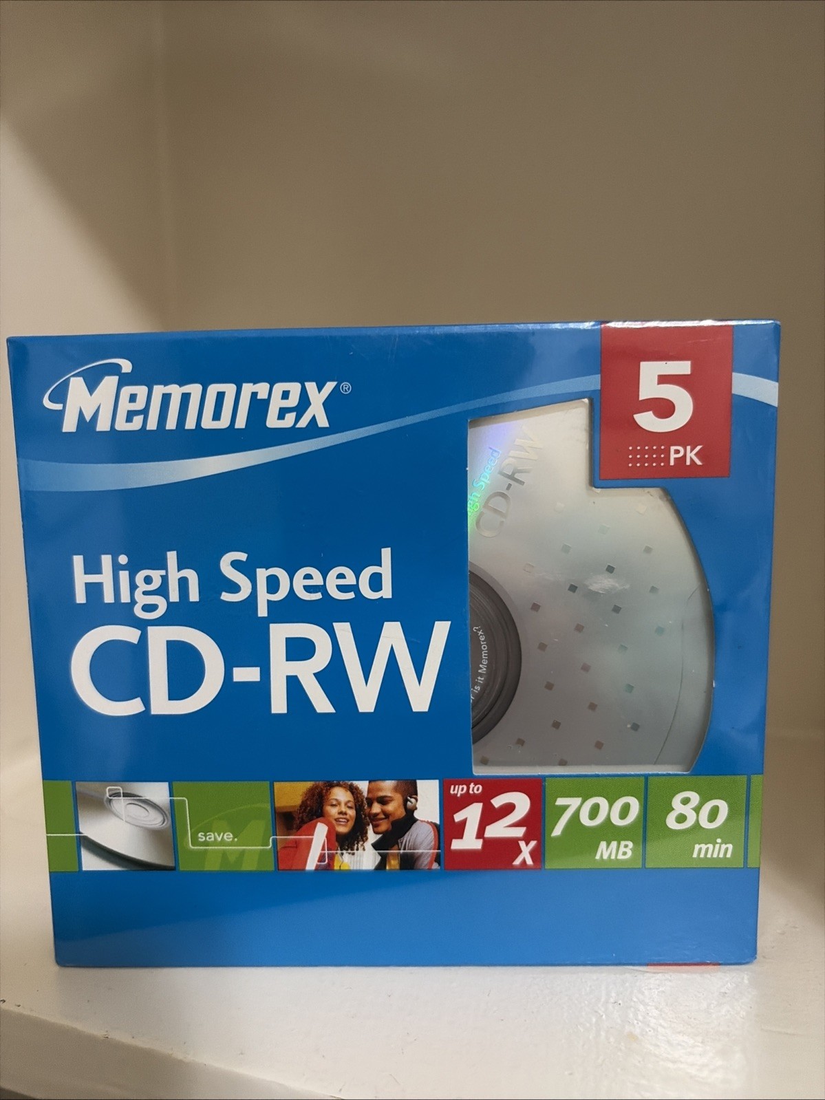 Memorex High Speed CD-RW 5 Pack 700MB 80 Min 12X Rewritable Blank Discs