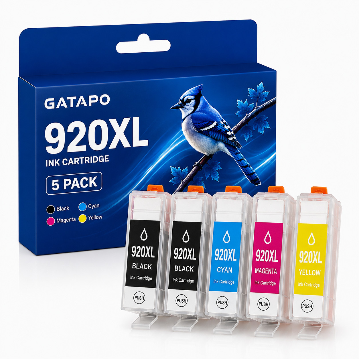 5PK Fits HP 920 XL BCMY Ink For HP OfficeJet 7000 7500a Series Printers