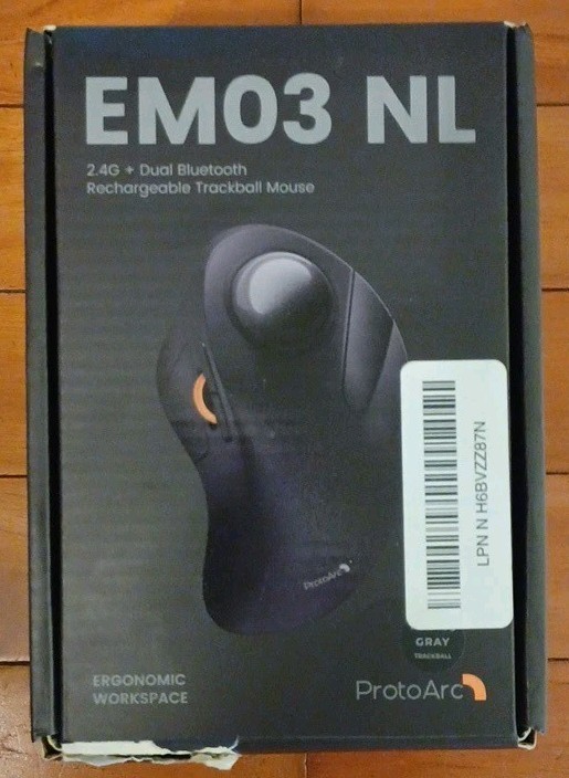 ProtoArc Wireless Bluetooth Trackball Mouse, EM03 NL Ergonomic Rollerball Mouse