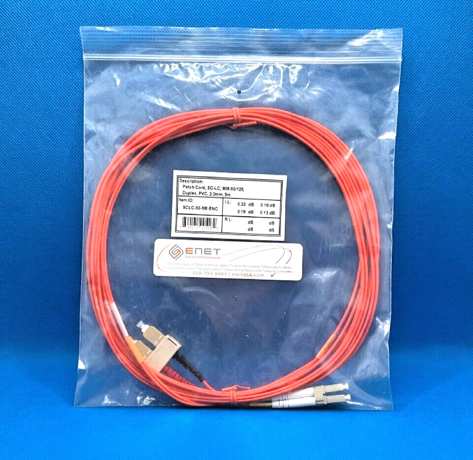 ENET MultiMode SC LC Duplex Fibre Patch Cable 5 meters SCLC-50-5M-ENC ✅❤️️✅❤️