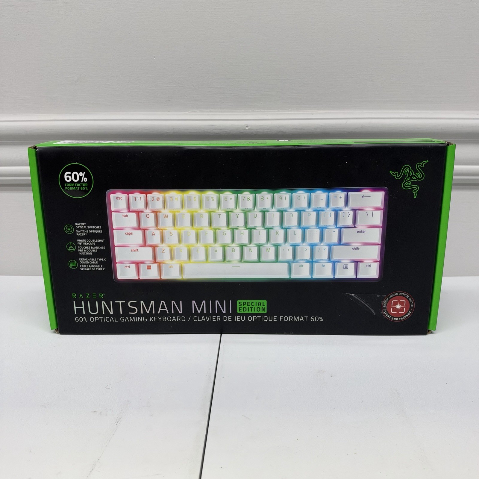 Razer Huntsman Mini Special Edition 60% Optical Gaming Keyboard White RGB Wired