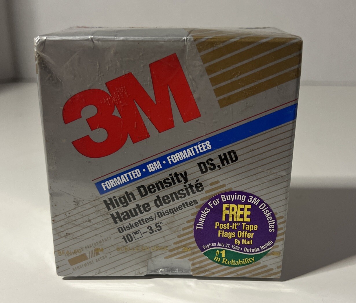Vintage 10 3M IBM Formatted High Density DS HD 3.5 inch Diskettes New Sealed
