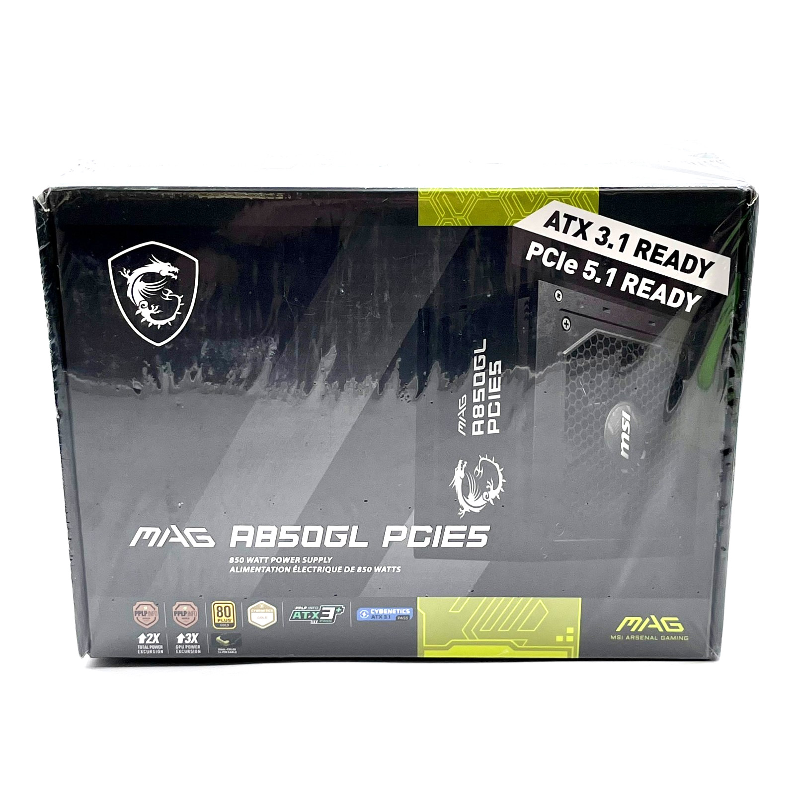 MSI MAG A850GL PCIE5 850W Modular 12VHPWR Cable ATX 3.0 Power Supply DAMAGED BOX