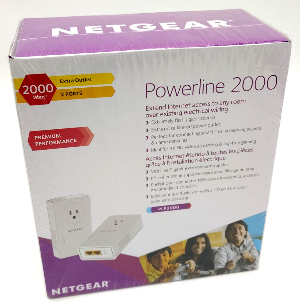 NETGEAR PLP2000 Powerline Adapter 2000Mbps PACK OF TWO (2) New & Sealed