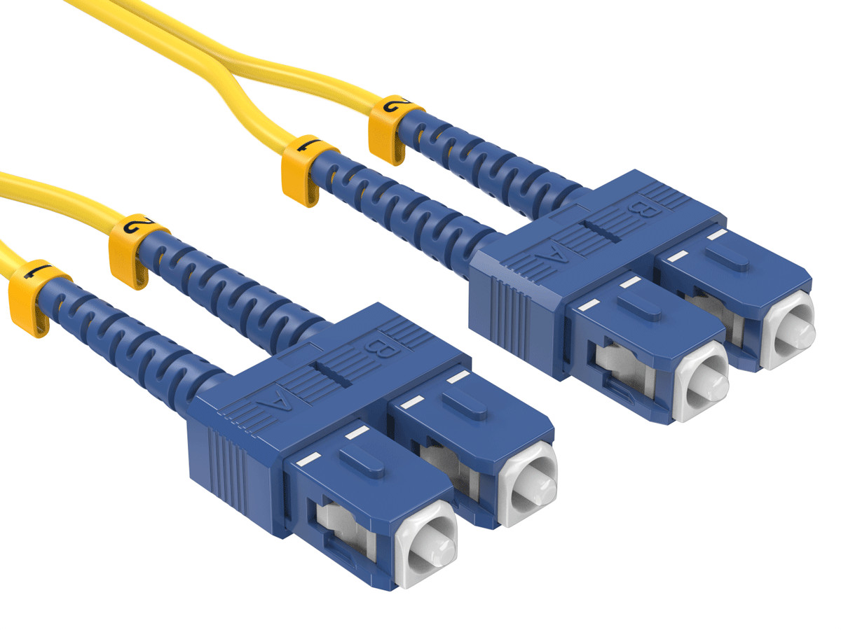 2m OS2 SC to SC UPC Duplex Corning Fiber Optic Cable SingleMode 9/125 OFNR Ra...
