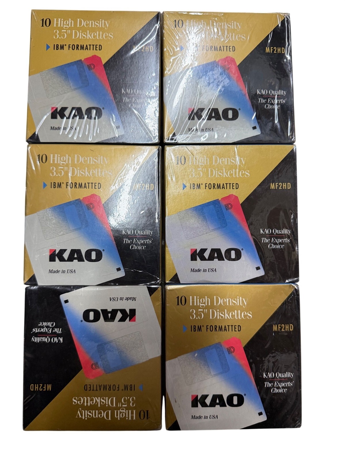 Kao 10-Pack High-Density 3.5" IBM-Formatted Floppy Disks MF2HD 6 Boxes / 60 Disk