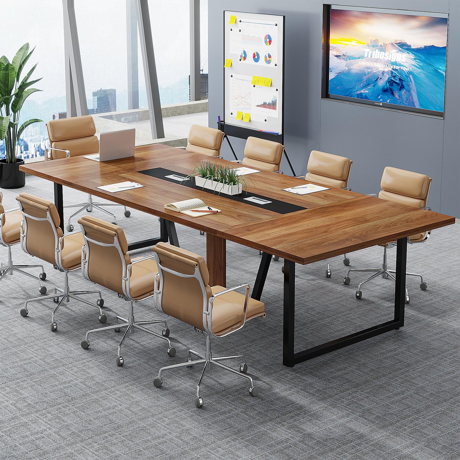 Conference Table 8FT 94.49 L x 47.24 W Wooden Meeting Tribesigns CT327
