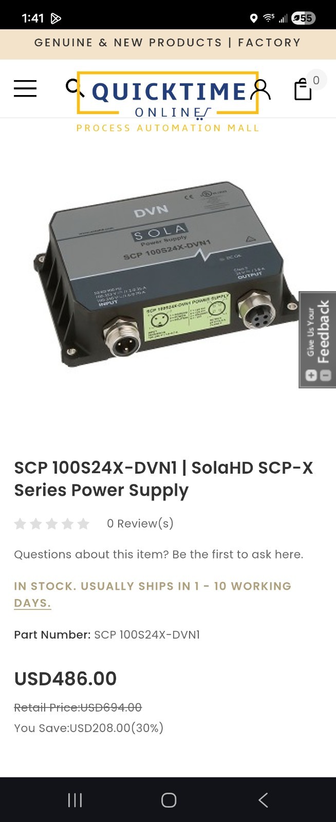 EMERSON SOLA power Spply 