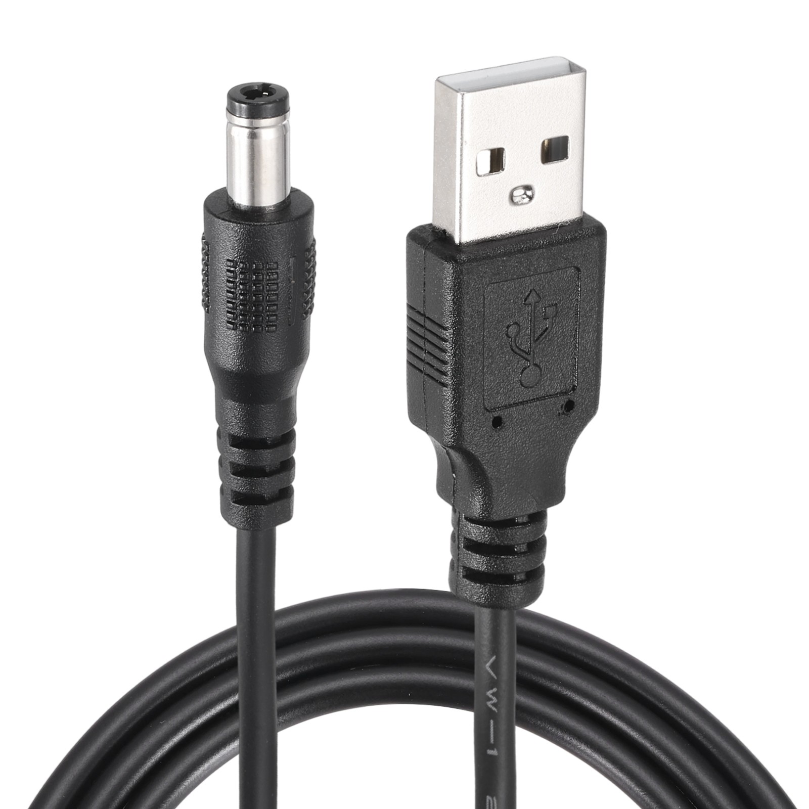 2Pcs 3.3ft USB A Type 5.5 x 2.5mm Straight Head Power Connector, Black