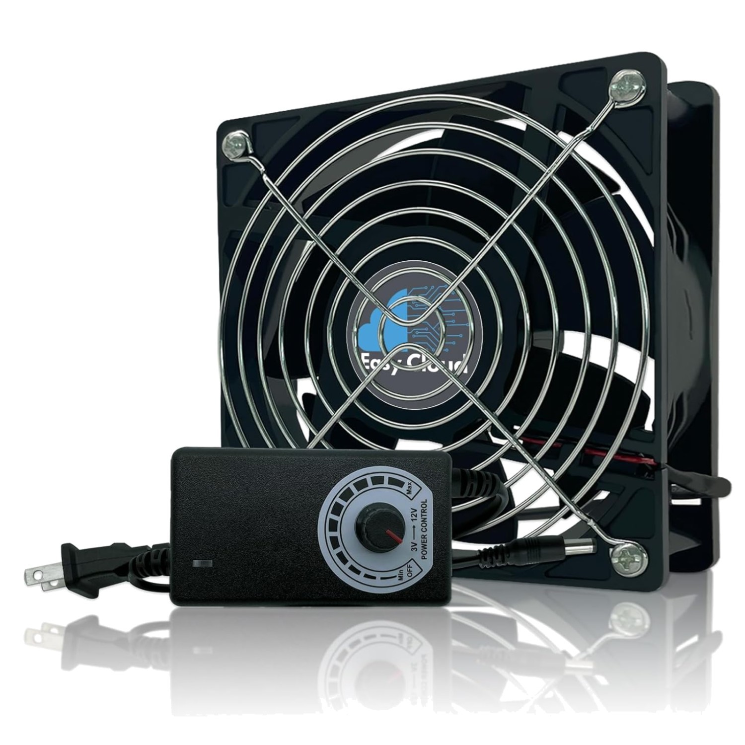 Computer Fan with AC Plug, 120mm Variable Speed Axial Muffin PC Fan with Cont...
