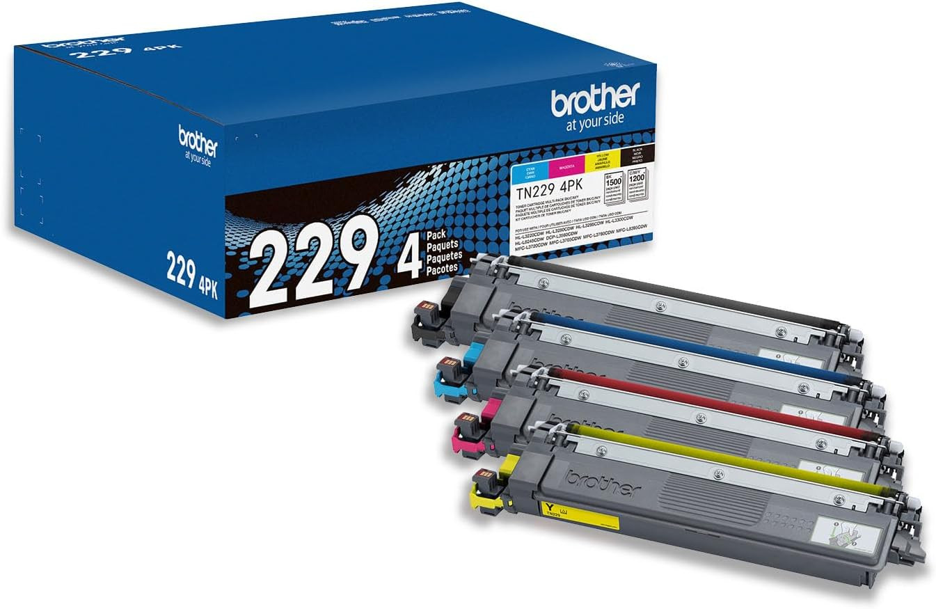 Brother Genuine TN2294PK Standard Yield 4-Pack Printer Toner Cartridges - Black,