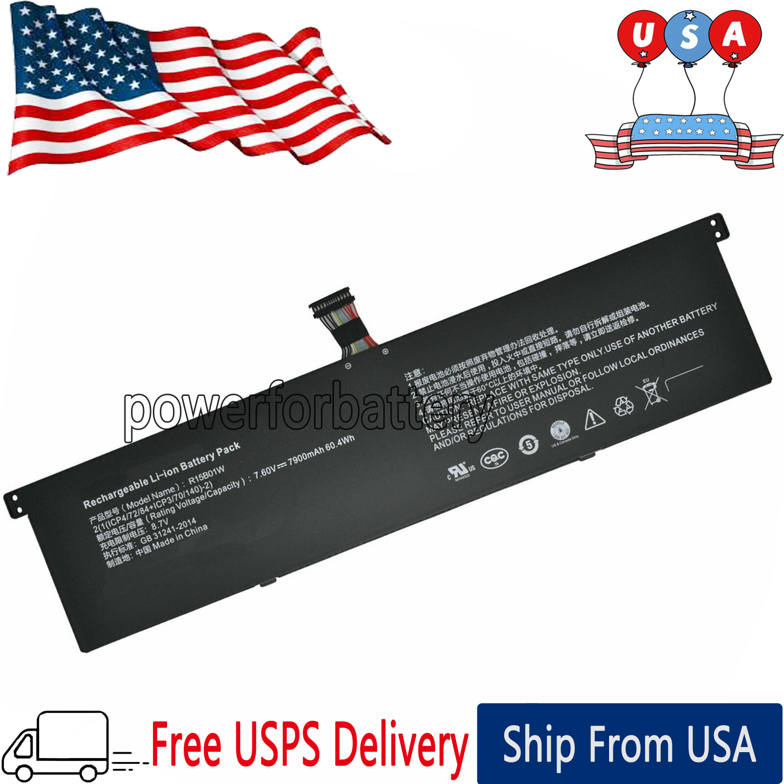 60.4Wh R15B01W R15BO1W Battery for Xiaomi Mi Pro 15.6" i5 Series Notebook 