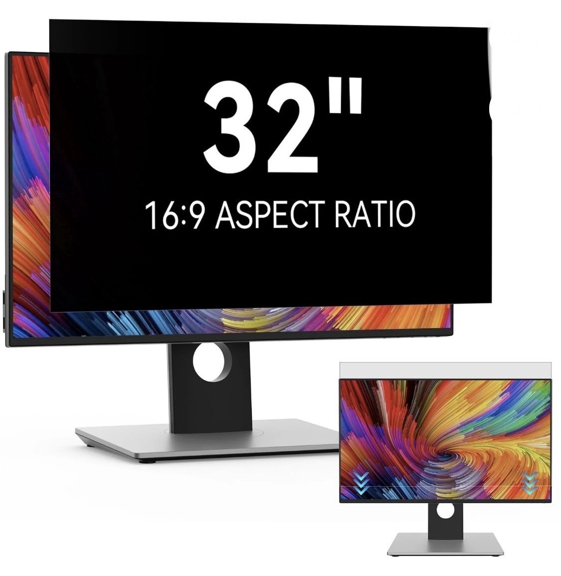 32 in Computer Screen Privacy Filter Anti-Glare UV Protection Black