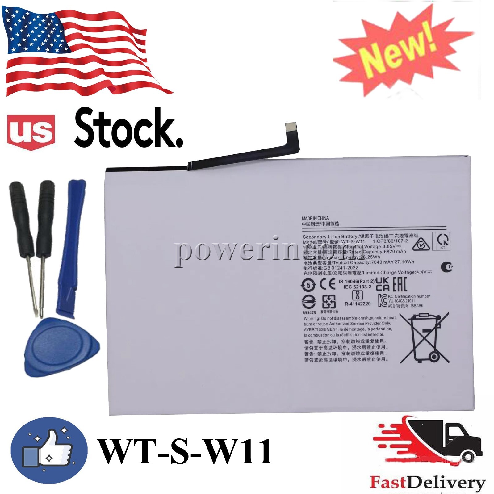 New Battery for Samsung Galaxy Tab A9+ Tablet 11inch SM-X210 Battery WT-S-W11
