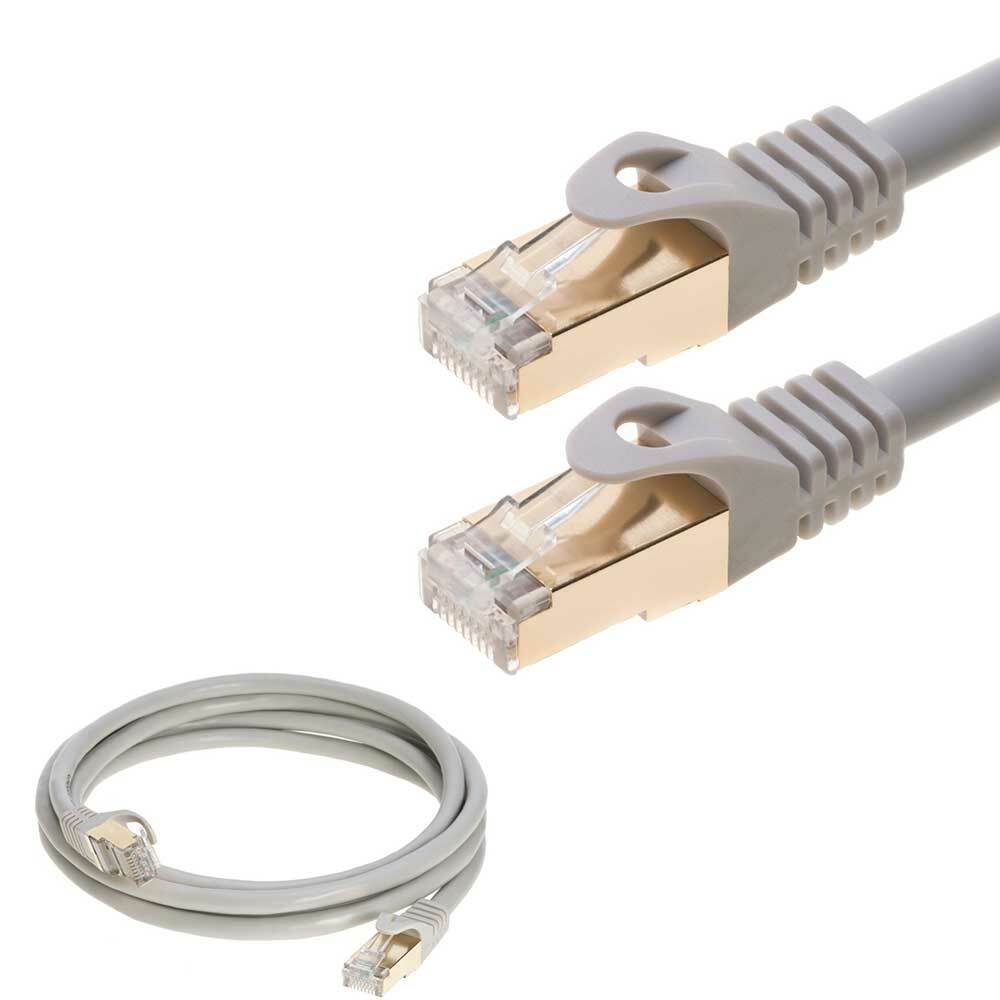 Cat7 Shielded Network Ethernet Patch Cable Grey 6/10/20/25/30/50/75/100 ft Lot