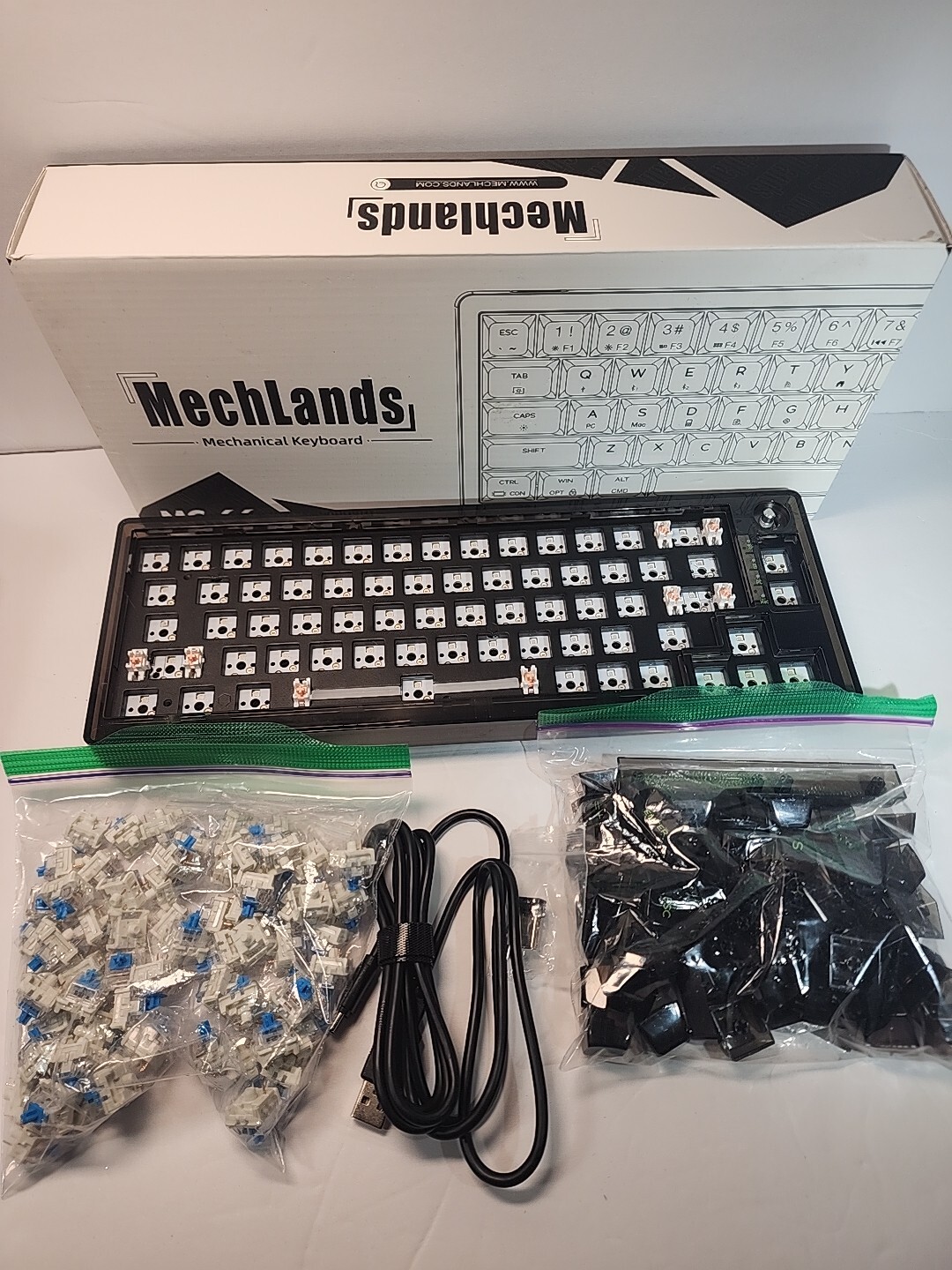MechLands MC66 65% Hot Swap Programmable RGB 2.4Ghz/ Bluetooth/USB-C Wireless...
