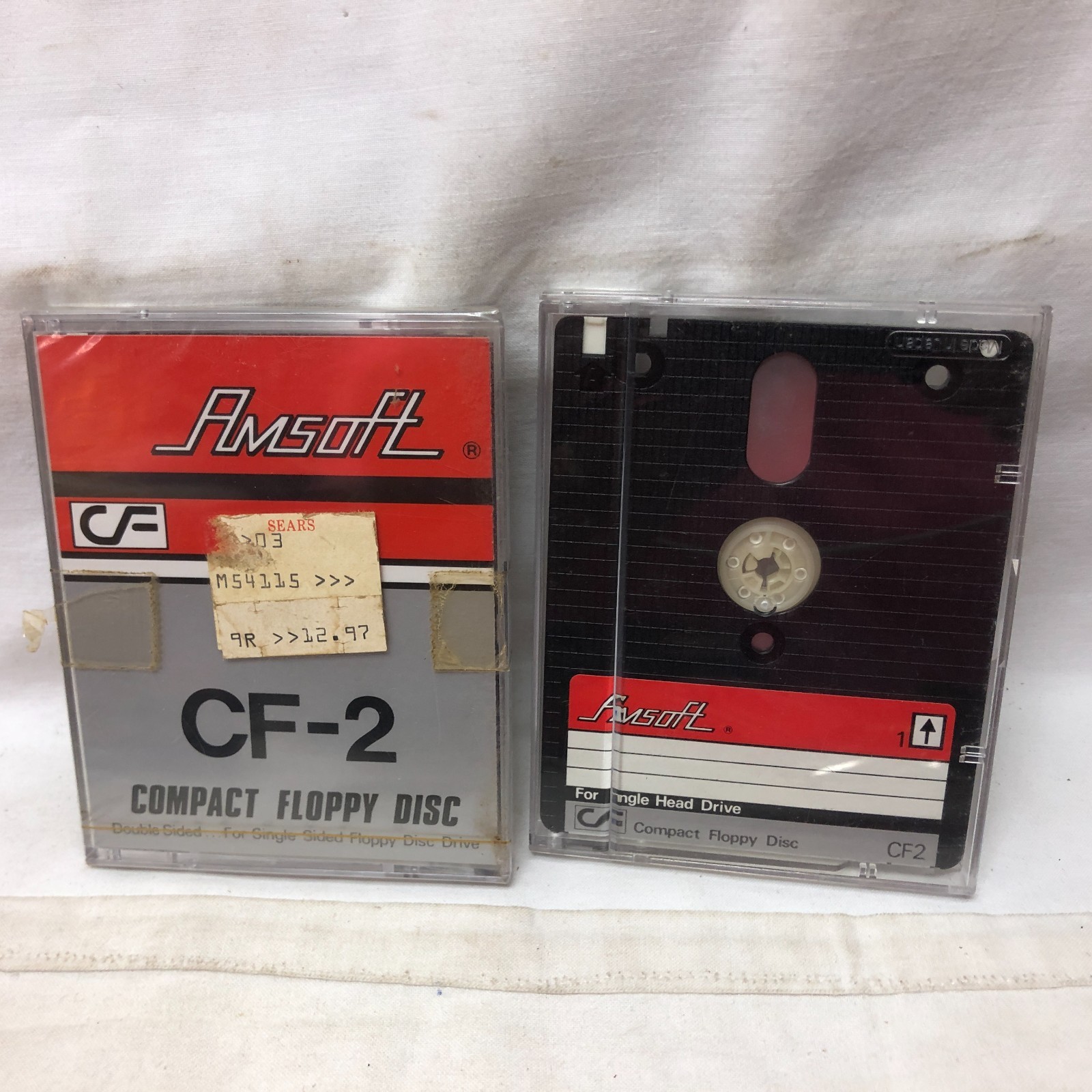 Vintage Amstrad PCW PC Single Head Amsoft Compact Floppy Disc lot (2) CF-2 