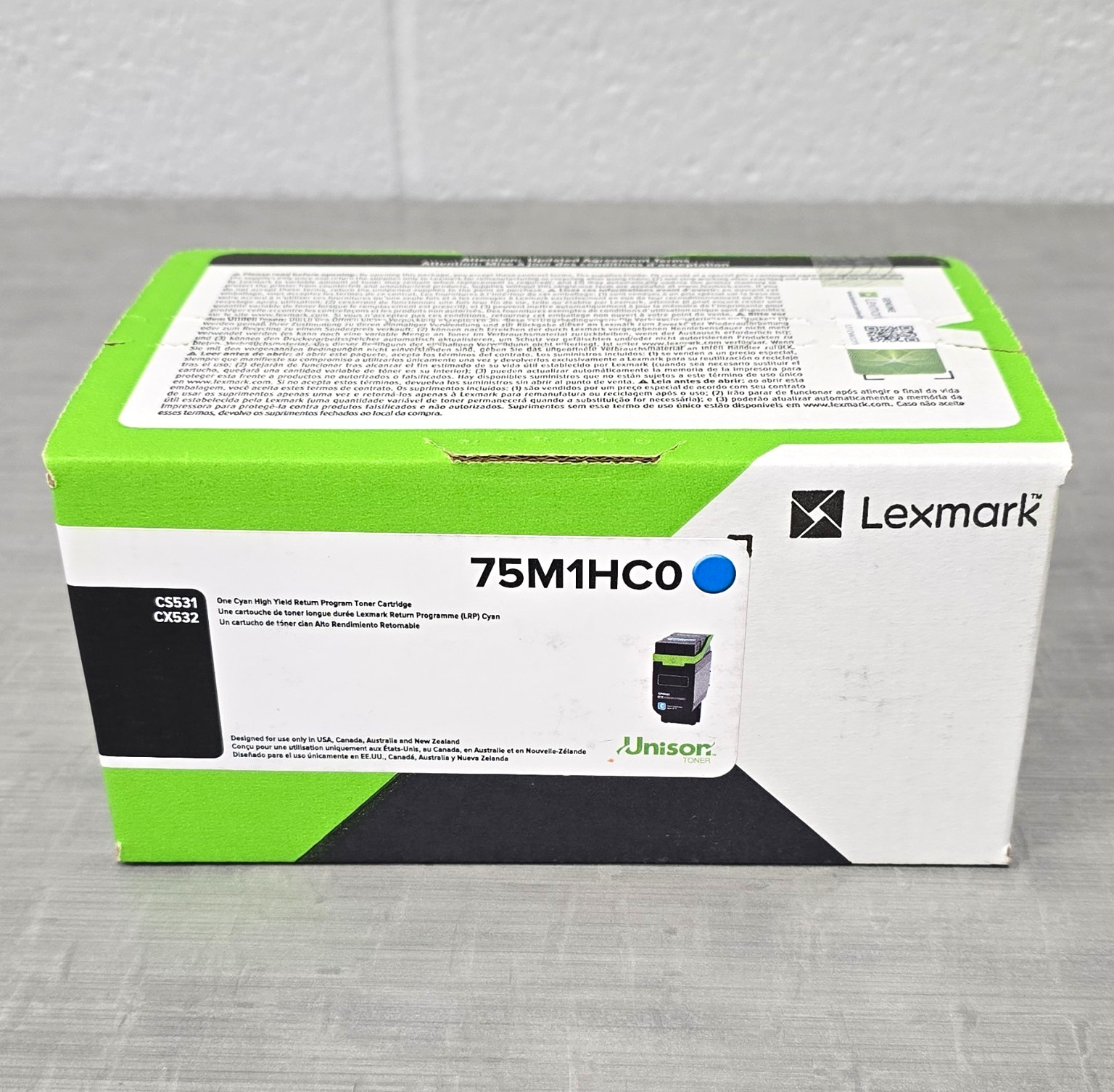 Lexmark 75M1HC0 Unison High Yield Cyan Return Program Toner CS531 CX532