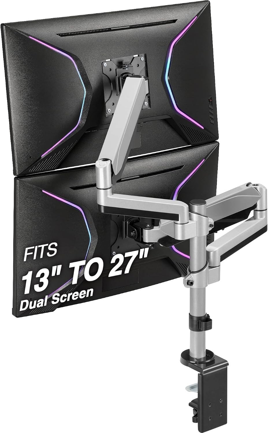 AVLT Dual 27" Stackable Monitor Desk Mount Gas Spring Arm Vertical AVLT-DM07-1