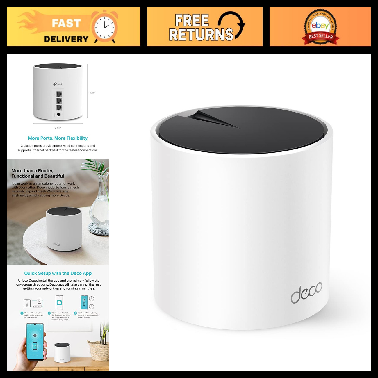 WiFi 6 Mesh System AX3000, Deco X55 (1-Pack), High-Speed Internet, Whole Home Co