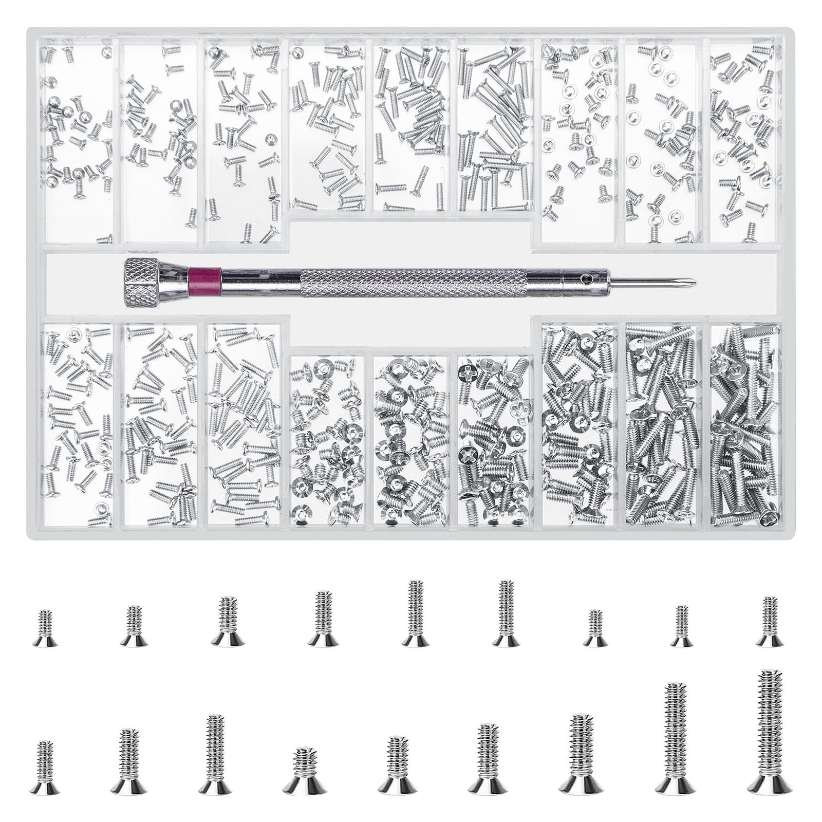 500 Pcs Laptop Screws, M1.2/M1.4/M2 Small Mini Micro Tiny Screws for Electronics