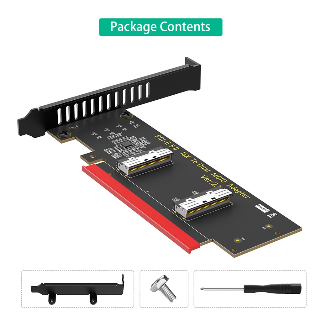 Dual MCIO to PCIe 5.0 X16 Adapter Converter Card