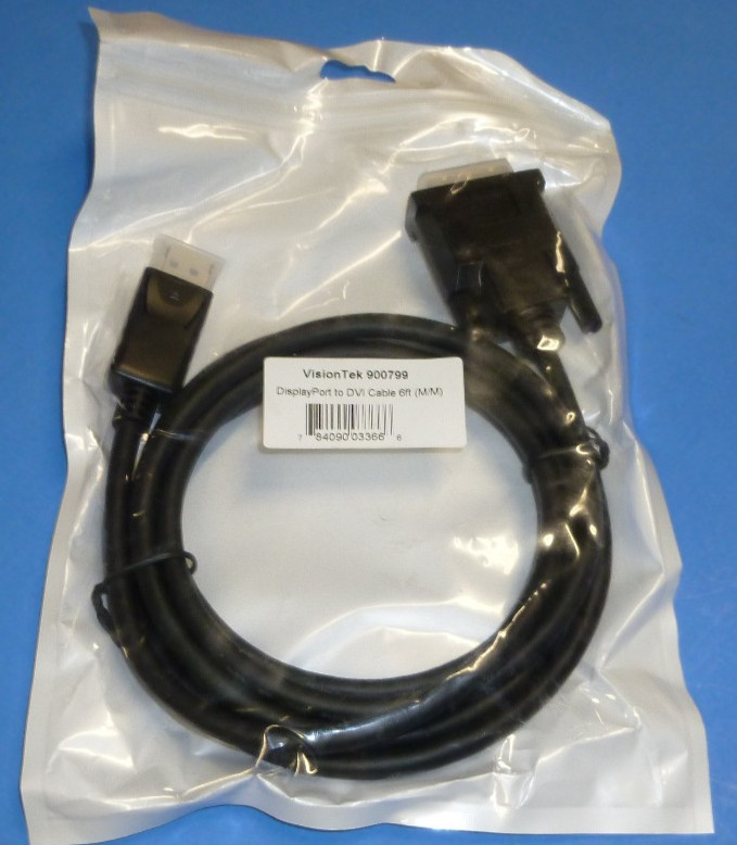 New Visiontek 1.8m Displayport To Dvi Active Single Link Cable 900799